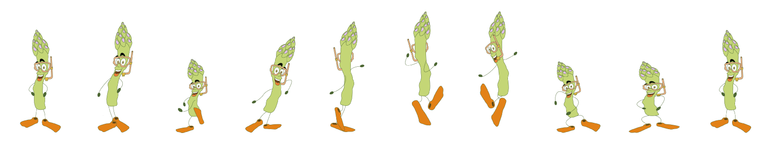 Happy Asparagus turning on himself on the podium