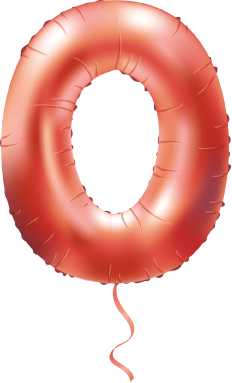 Red balloon in the shape of '0'