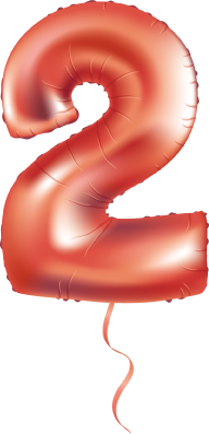 Red balloon in the shape of '2'